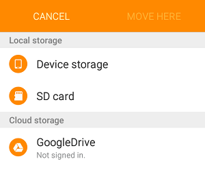 Select Storage Location on Android Phone