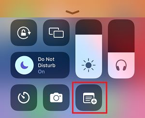 Öffnen Sie Note Im Iphone Control Center