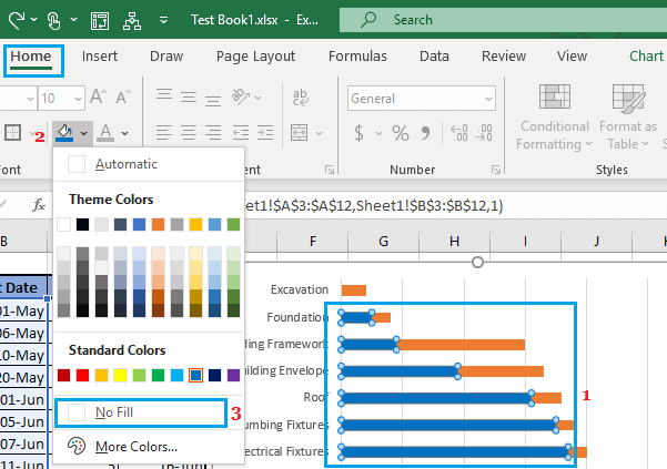 Remove Colour Fill From Stacked Bar Chart 