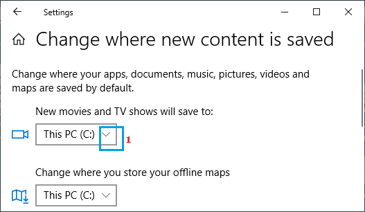 Select Storage Location For Movies and TV Shows