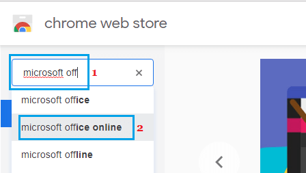 Search For Microsoft Office Online on Chrome Web Store