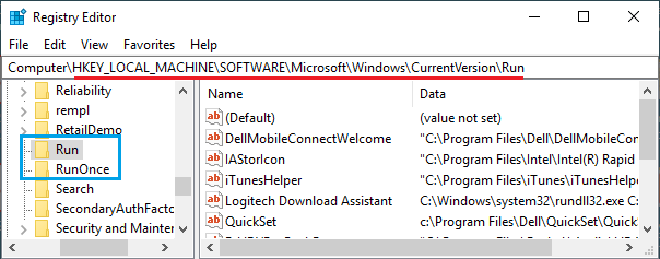 Open Windows Run Folder Using Registry Editor