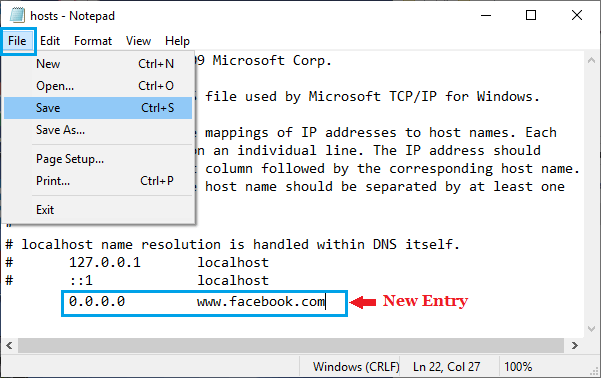 Save changes to Hosts File