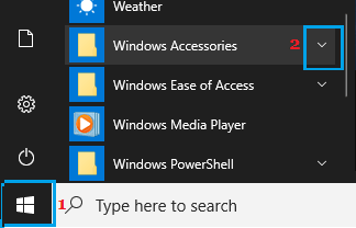 Open Windows Accessories Folder