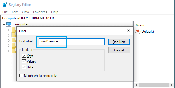 Search Registry For SmartService