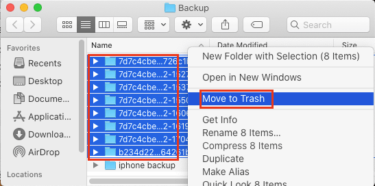 Delete Selected iPhone Backups From Mac