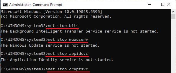 Stop Windows Update Services Using Command Prompt