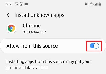 Allow App Installation From This Source