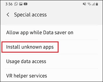 Install Unknown Apps Tab in Android