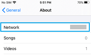 Network Tab on iPhone Settings Screen