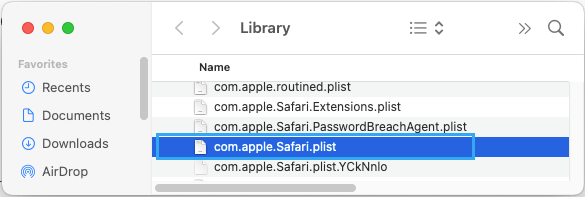Delete Safari Preferences File