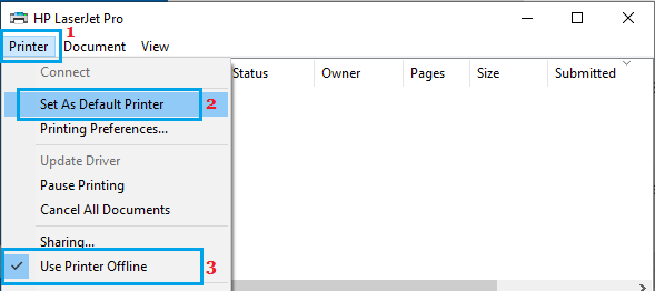 Set As Default Printer Option in Windows