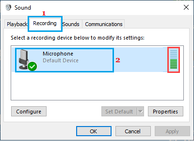 Test Microphone Option in Windows