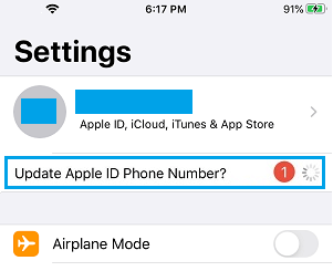 Update Apple ID Phone Number Notification