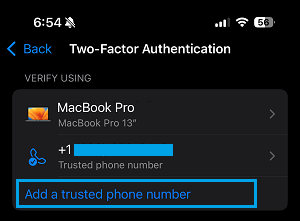 Add a Trusted Phone Number Option on iPhone