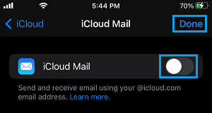 Disable iCloud Mail on iPhone