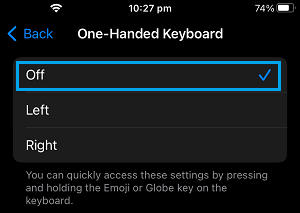 Disable One-Handed Keyboard