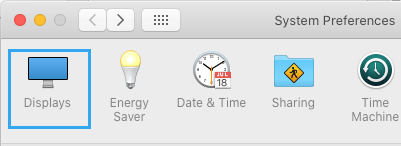 Displays Tab on Mac System Preferences Screen