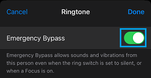 Enable Emergency Bypass For Calls on iPhone