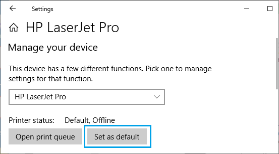 Set Default Printer in Windows