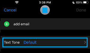 Text Tone Settings Option on iPhone