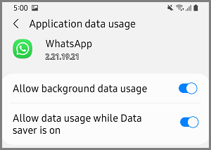 Allow WhatsApp to Use Cellular Data