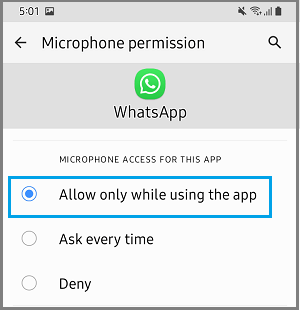 Allow WhatsApp to Access Microphone