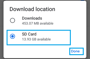 Change Chrome Download Location to SD Card