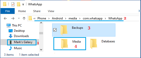 Copy WhatsApp Backups and Media Folders to Computer