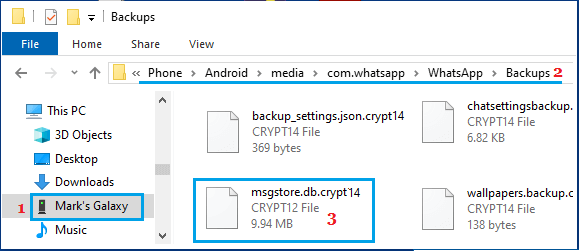 Copy Encrypted WhatsApp Backup File to Computer