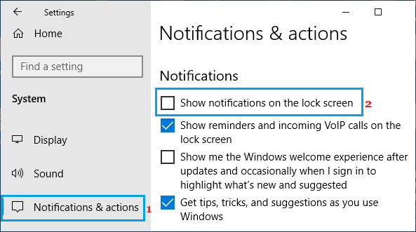 Disable Lock Screen Notifications on Windows PC