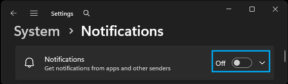 Disable Notifications on Windows computer