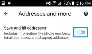 Enable or Disable Autofill in Chrome Browser on Android Phone - 93