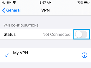 Deshabilitar VPN en iPhone