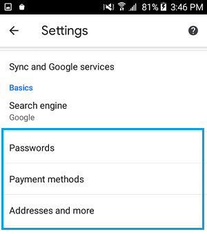 Enable or Disable Autofill in Chrome Browser on Android Phone - 70