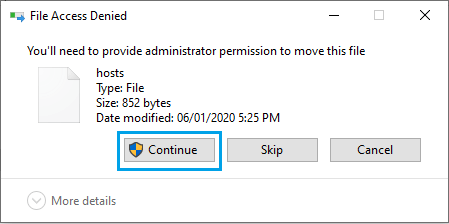 File Access Denied Pop-up