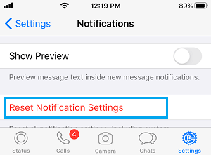 Reset WhatsApp Notification Settings on iPhone