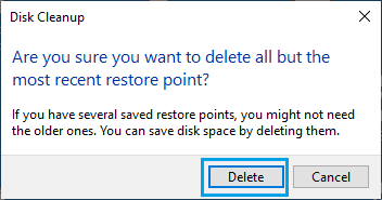 Delete Restore Points to Free up Storage Space