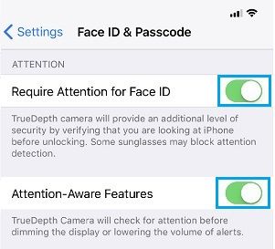 How to Enable or Disable Attention Aware Features on iPhone - 99