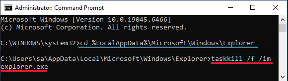 Go to IconCache Location and Terminate File Explorer Process