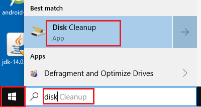 Open Windows Disk Cleanup App