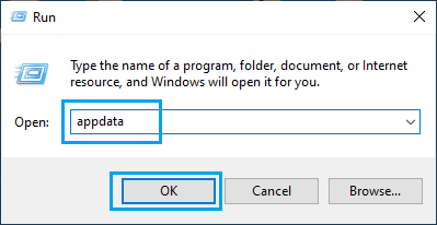 Open Windows AppData Folder Using Run Command
