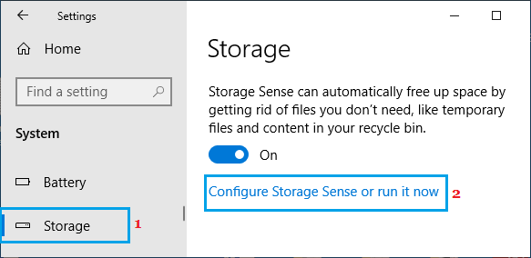 Run Storage Sense to Free Up Storage Space