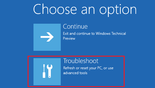 خيار استكشاف الأخطاء وإصلاحها في Windows