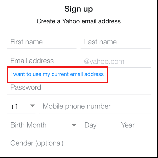 Use Current Email Address Option in Yahoo
