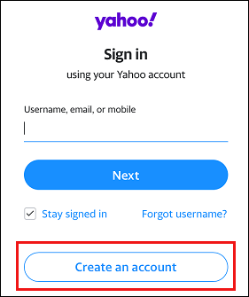 Yahoo Create an Account Button