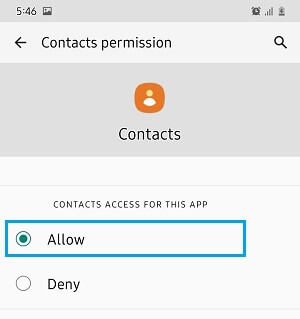 Allow Contacts App to Access Contacts on Android Phone