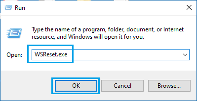 Reset Windows Store Cache Using Run Command