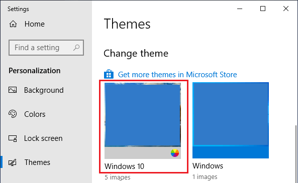 Switch to Windows 10 Theme to Fix File System Error