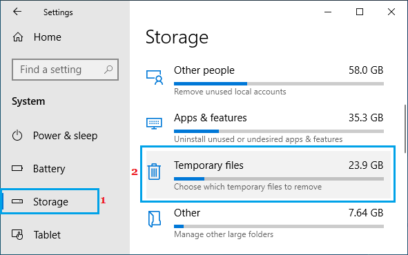 Storage Status on Windows Computer